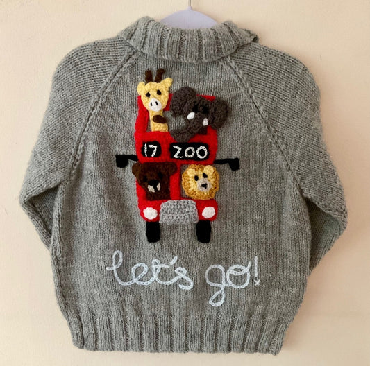 "Let's Go" Handmade Jumper Size Approx 3-5 Years