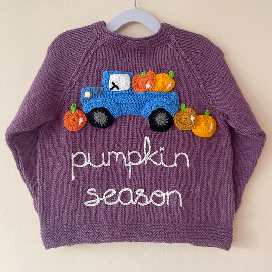"Pumpkin Season” Handmade Cardigan Size Approx 3-5 Years