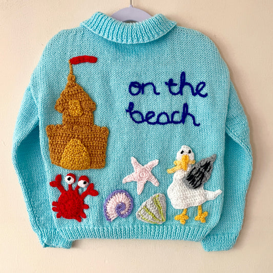 "On The Beach” Handmade Cardigan Size Approx 3-4 Years