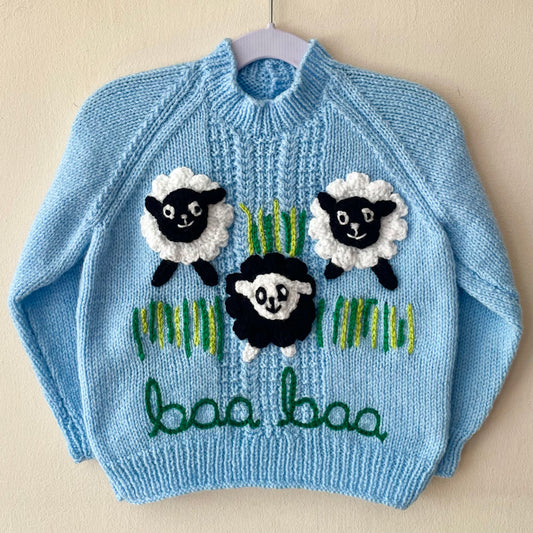 "Baa Baa" Handmade Jumper Size Approx 2-3 Years