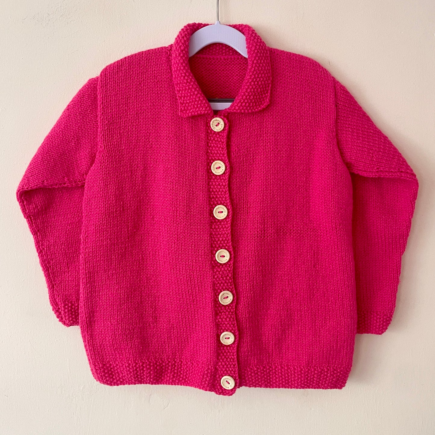 “Gonna Be Golden” Handmade Pink Cardigan Size Approx 6-8 Years