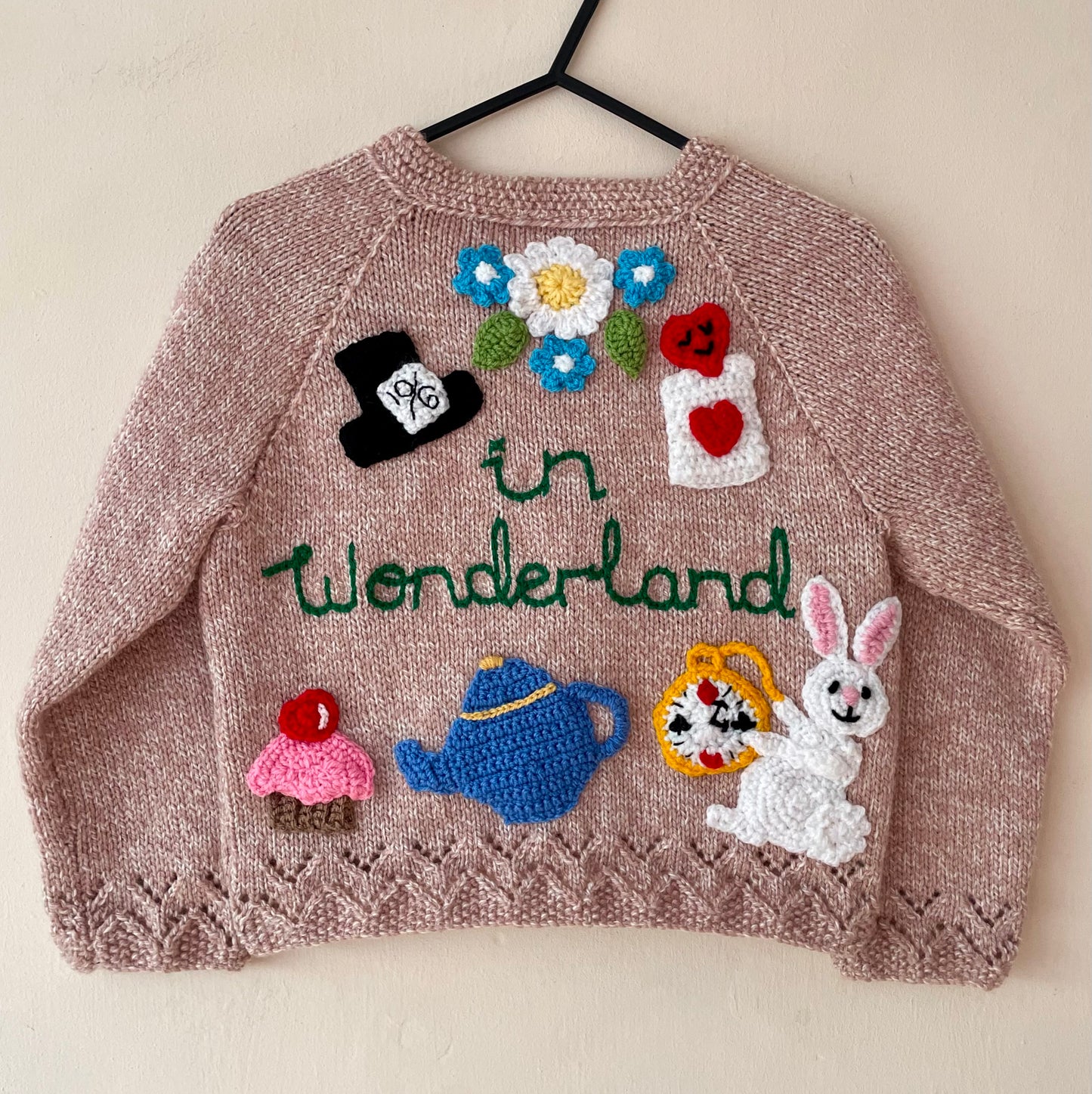 "In Wonderland” Handmade Cardigan Size Approx 5-7 Years