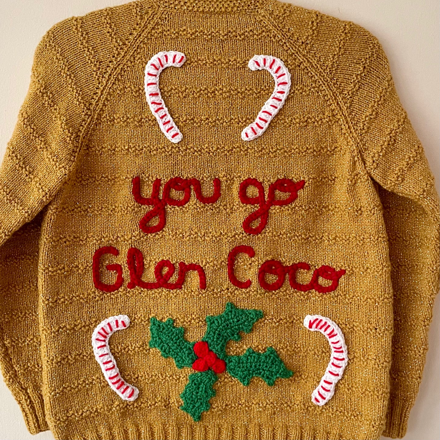 “You Go Glen Coco” Ladies Handmade Cardigan Size Approx UK 10-12