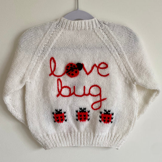 "Love Bug" Handmade Cardigan Size Approx 1-2 Years