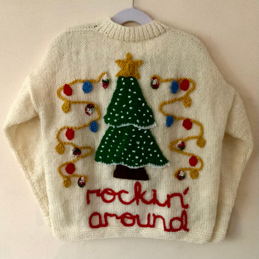 "Rockin’ Around” Handmade Cardigan Size Approx 6-8 Years