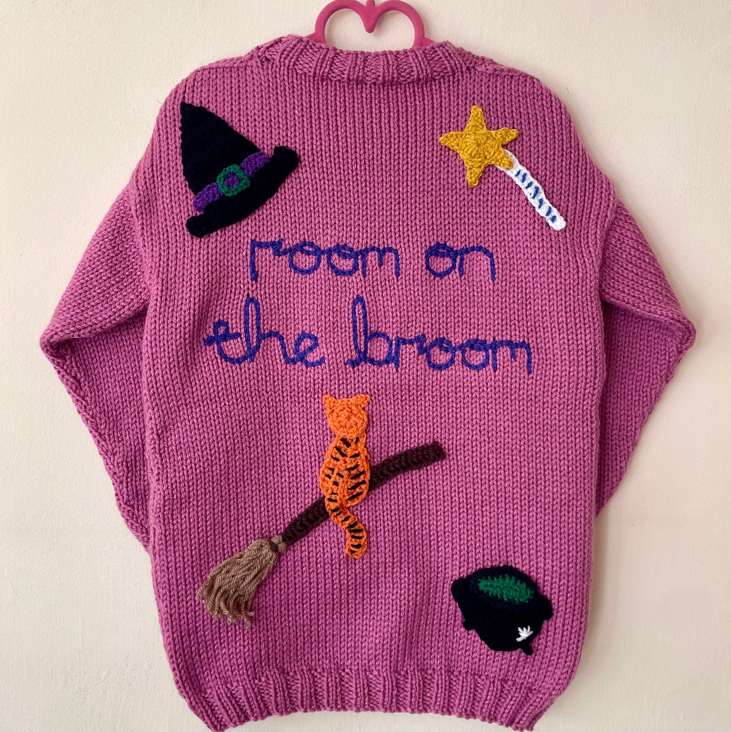 "Room On The Broom" Handmade Jumper Size Approx 4-6 Years