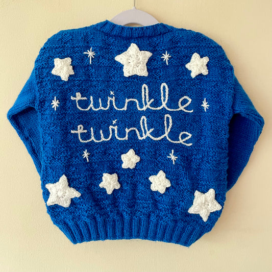 "Twinkle Twinkle" Handmade Cardigan Size Approx 2-3 Years