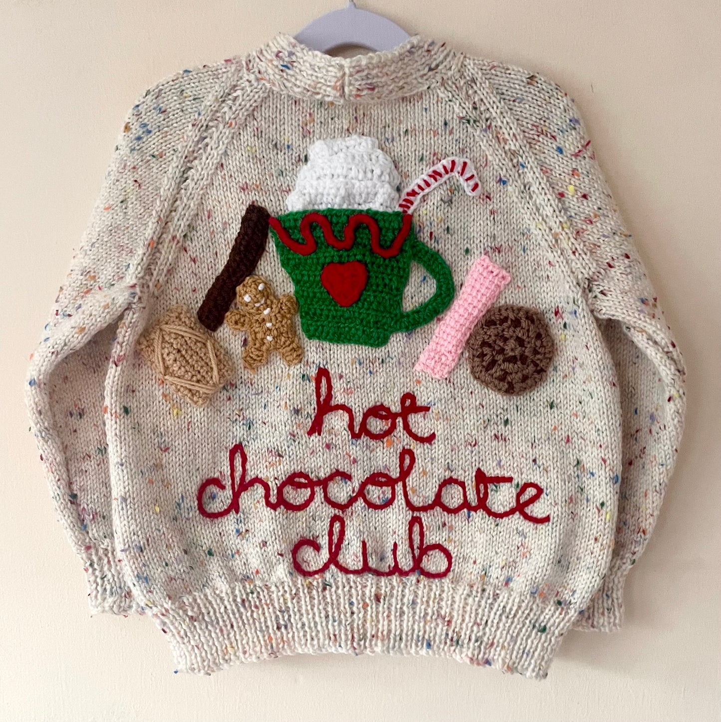 "Hot Chocolate Club” Handmade Cardigan Size Approx 4-6 Years