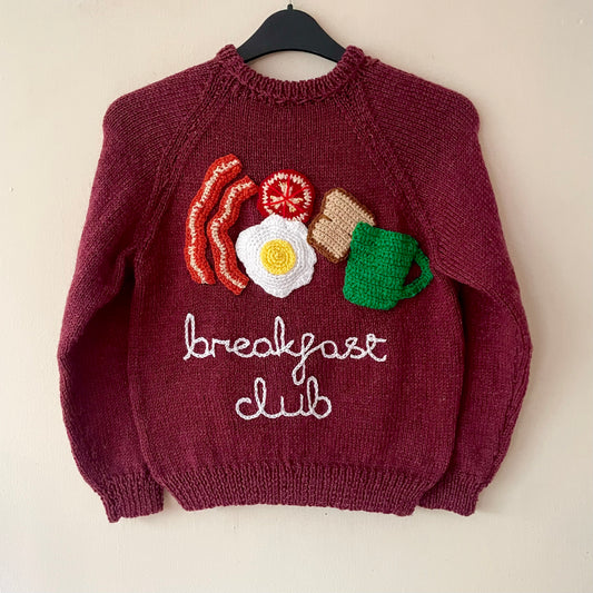 "Breakfast Club" Handmade Jumper Size Approx 7-9 Years