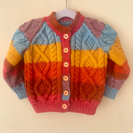 Handmade Rainbow Cardigan Size Approx 1-2 Years