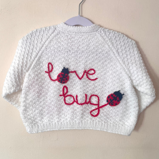 “Love Bug” Handmade Cardigan Size Approx 1-2 Years