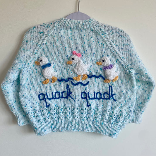 "Quack Quack” Handmade Cardigan Size Approx 1.5-2.5 Years