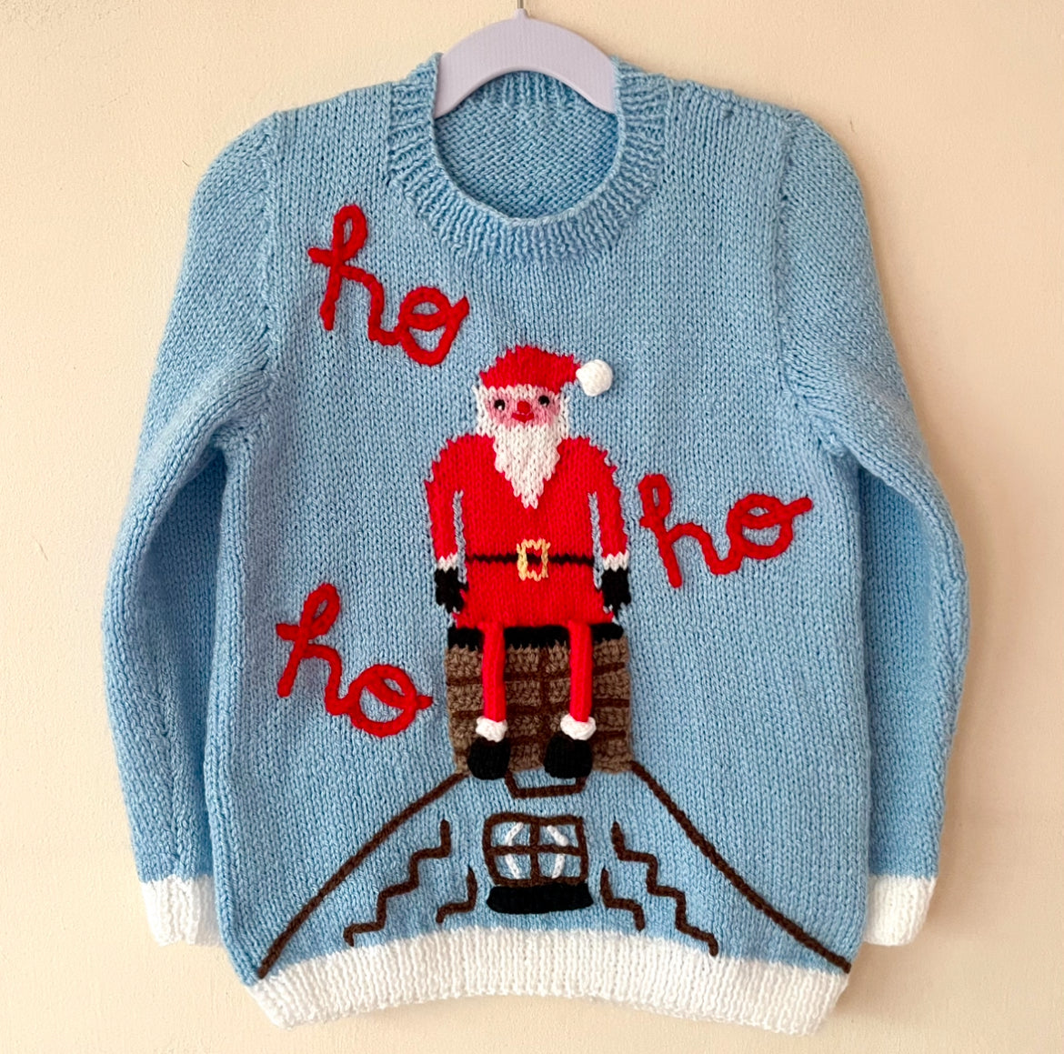 "Ho Ho Ho" Handmade Santa Jumper Size Approx 3-5 Years