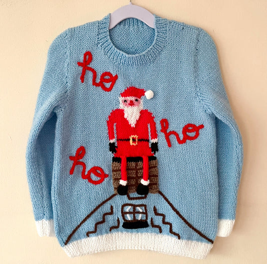"Ho Ho Ho" Handmade Santa Jumper Size Approx 3-5 Years