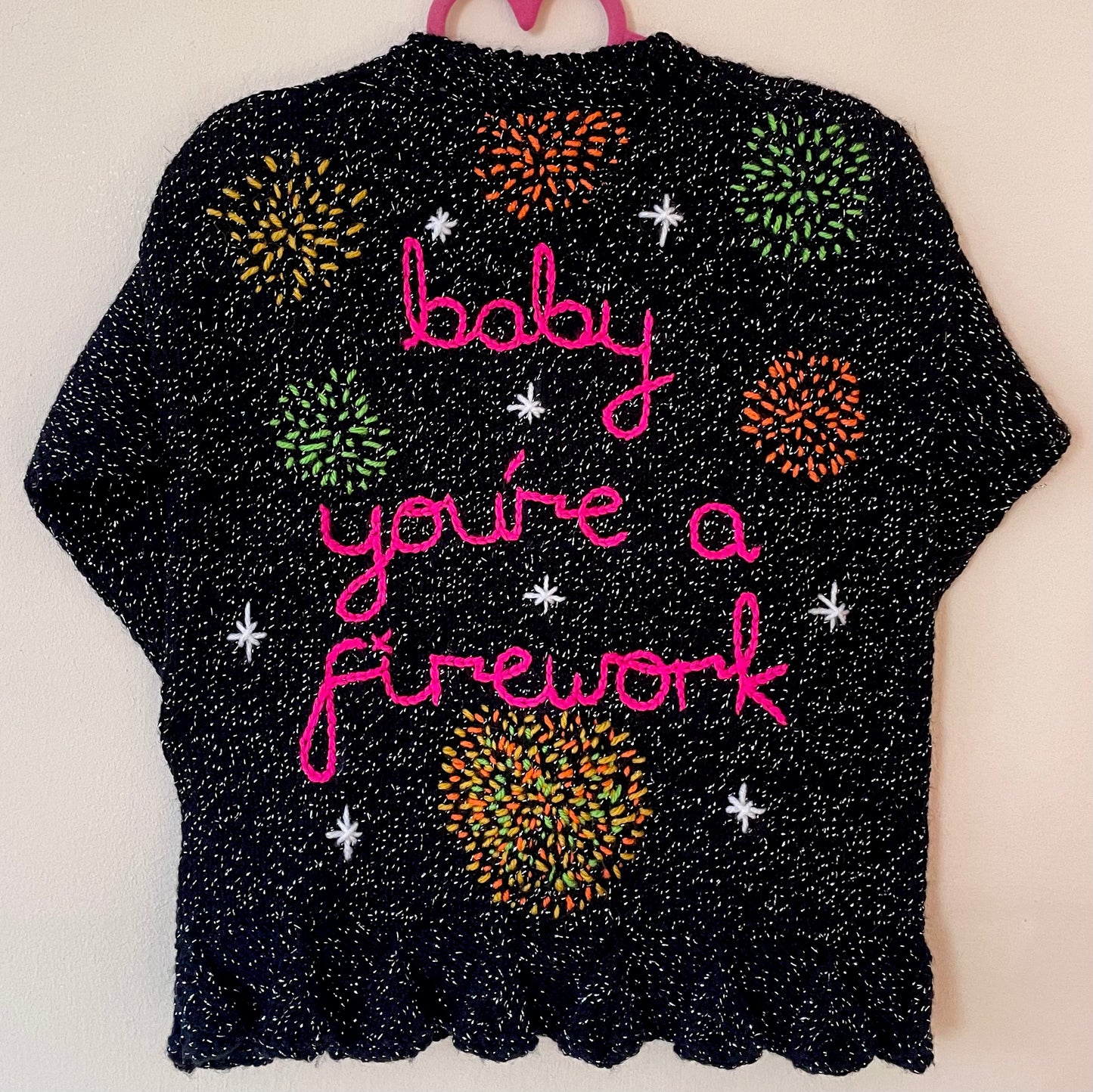 "Baby You're A Firework" Handmade Cardigan Size Approx 3-4 Years