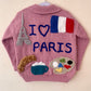 "I Heart Paris" Handmade Cardigan Size Approx 6-8 Years