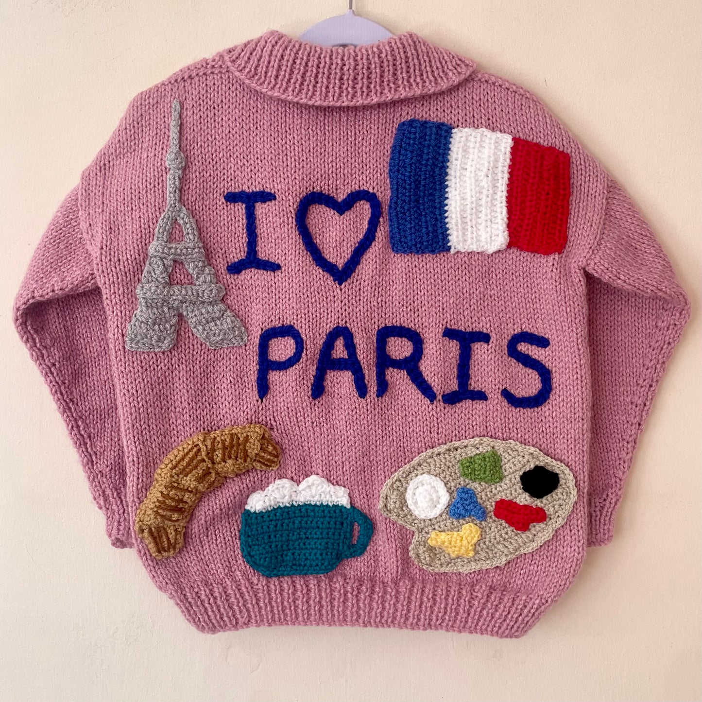 "I Heart Paris" Handmade Cardigan Size Approx 6-8 Years