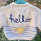"Hello" Handmade Duck Cardigan Size Approx 0-3 Months