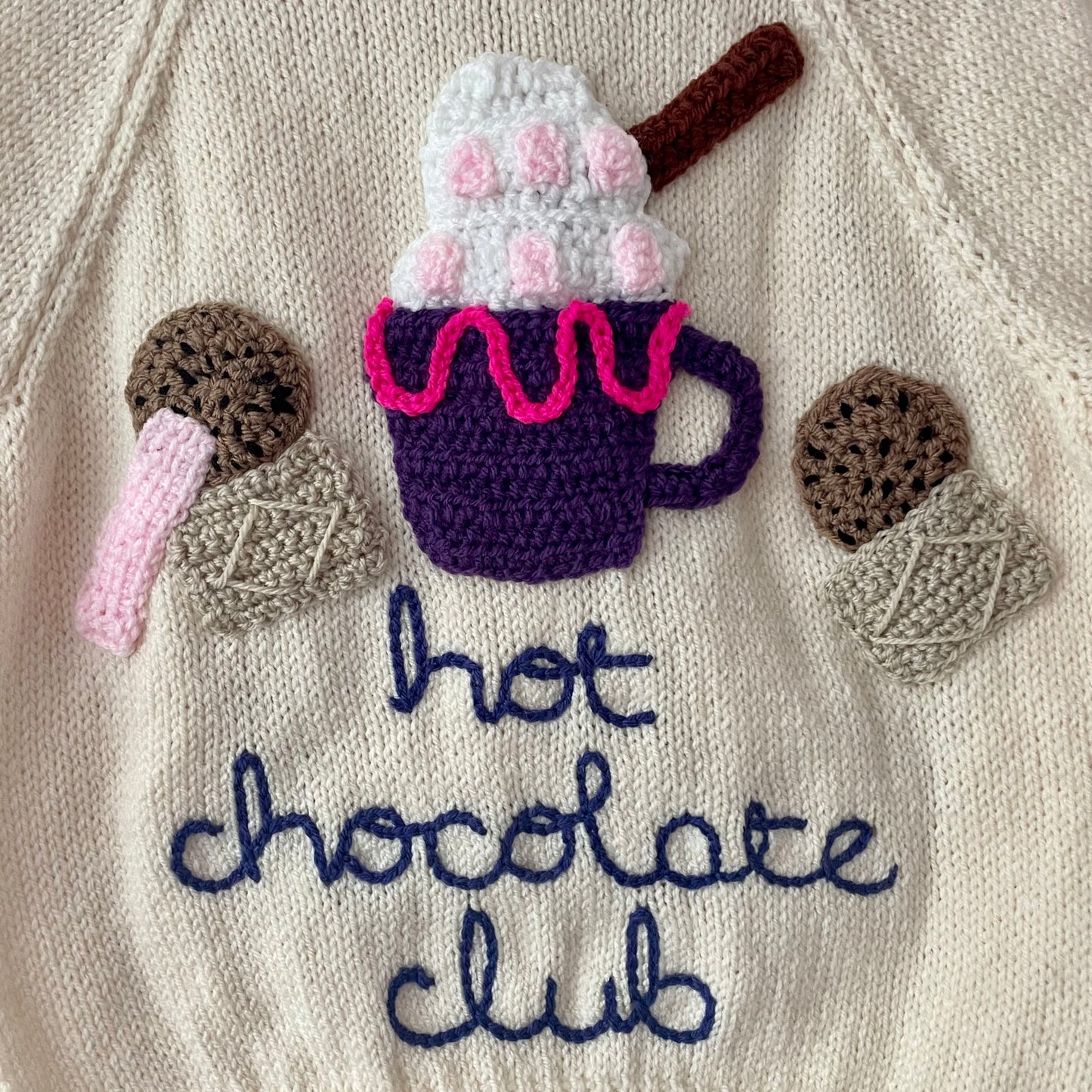 "Hot Chocolate Club” Handmade Cardigan Size Approx 6-8 Years