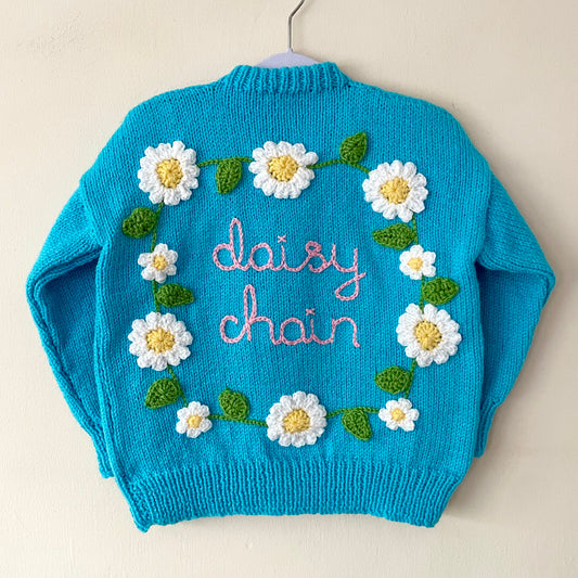 "Daisy Chain” Handmade Cardigan Size Approx 4-6 Years