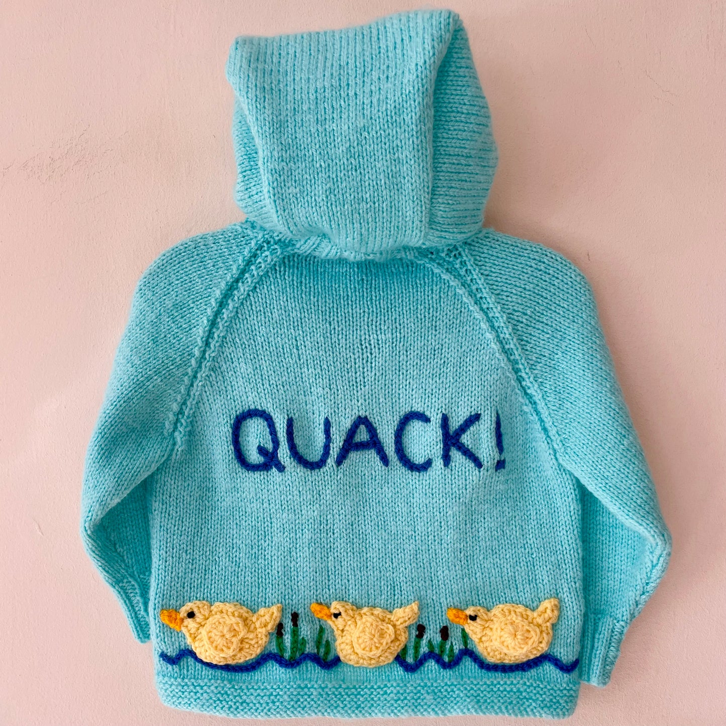 "QUACK" Handmade Hooded Cardigan Size Approx 2-3 Years