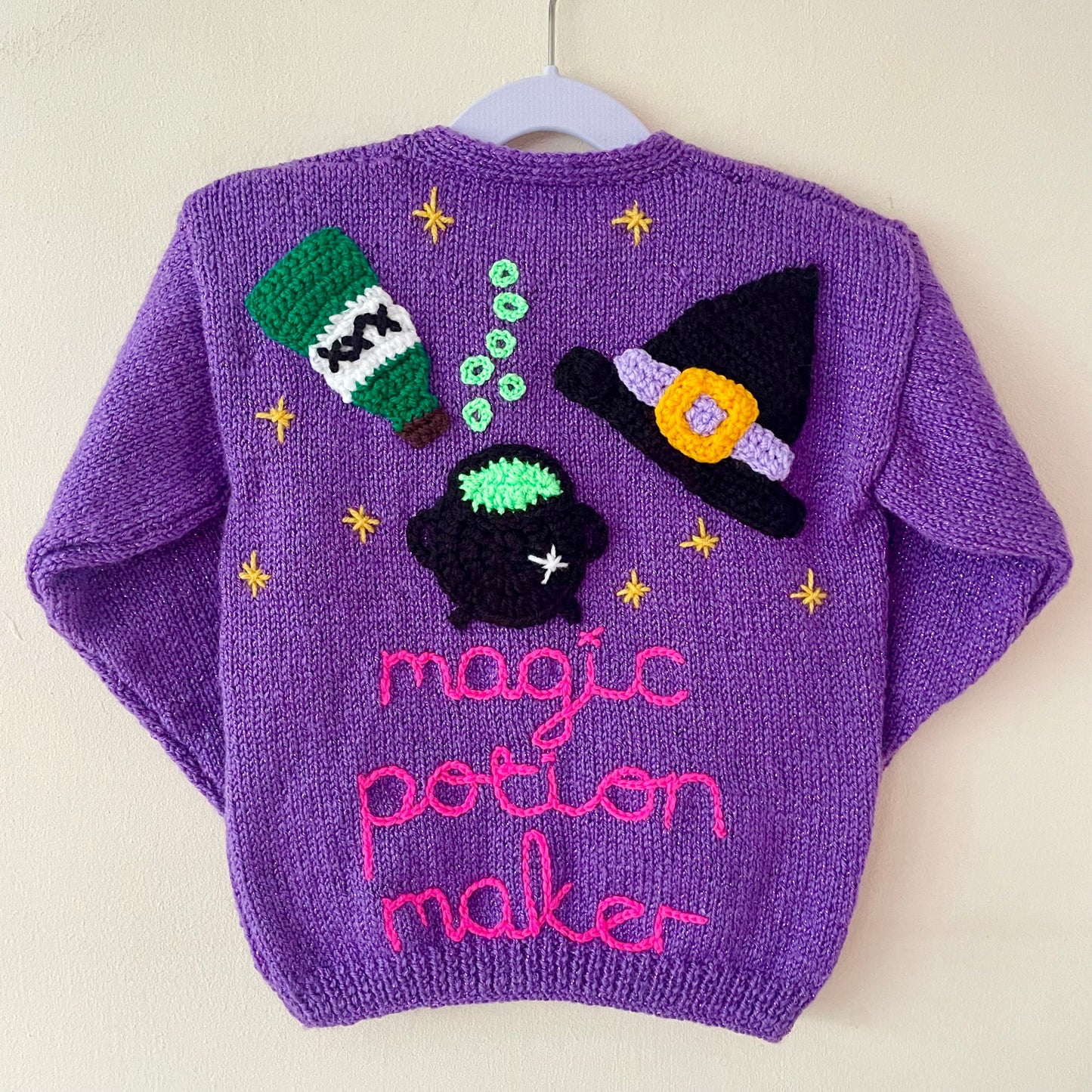 "Magic Potion Maker” Handmade Cardigan Size Approx 2-3 Years
