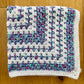 Small Handmade Baby Blanket and Hat (Turquoise/Purple/White)