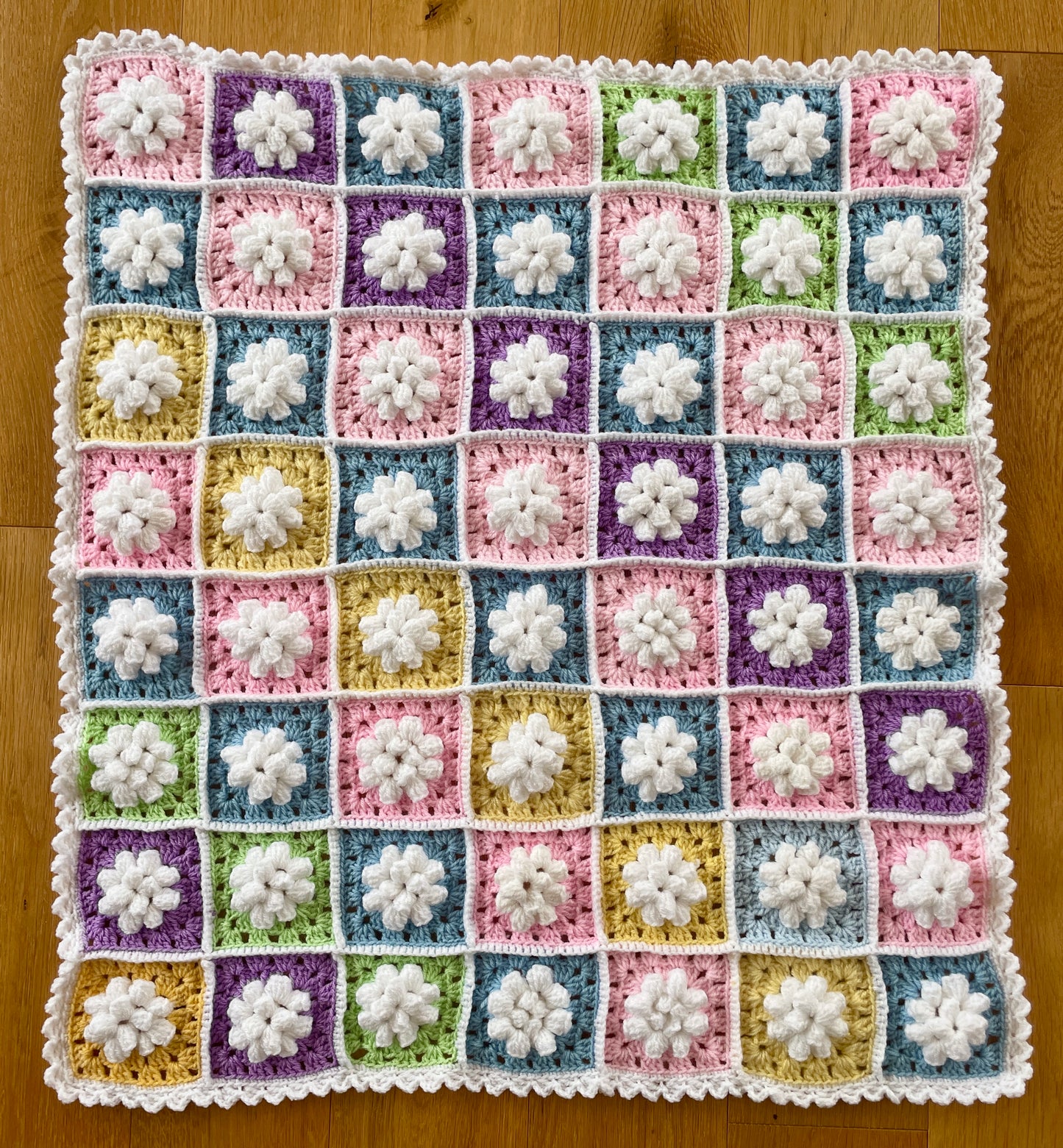 Large Patchwork Floral Squares Handmade Blanket