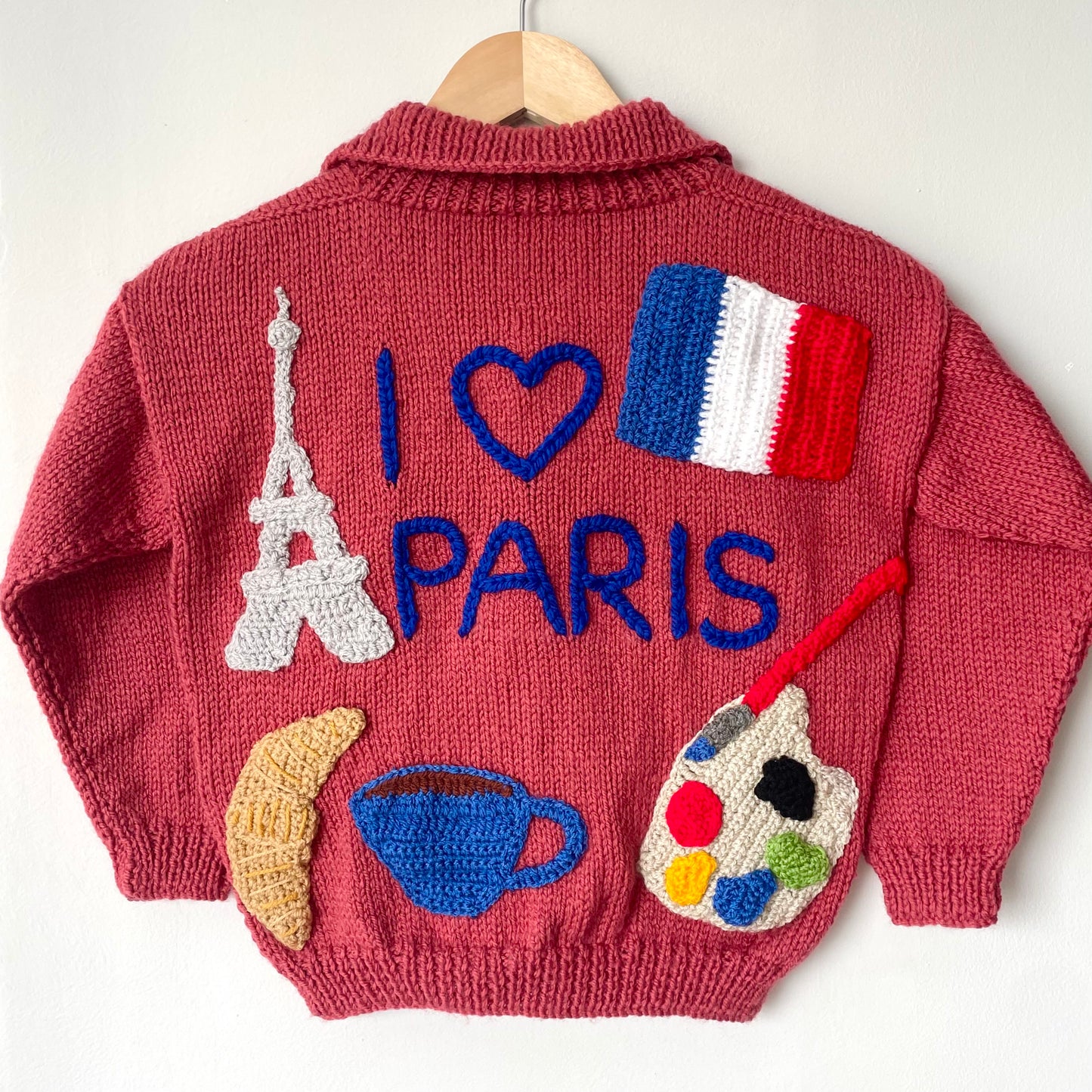 "I ♥️ Paris” Handmade Cardigan Size Approx 6-8 Years