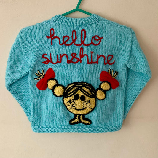 "Hello Sunshine" Handmade Cardigan Size Approx 3-4 Years
