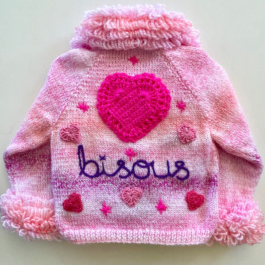 "Bisous” Handmade Cardigan Size Approx 1-2 Years