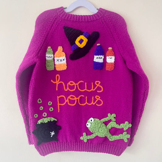 "Hocus Pocus" Handmade Cardigan Size Approx 7-9 Years