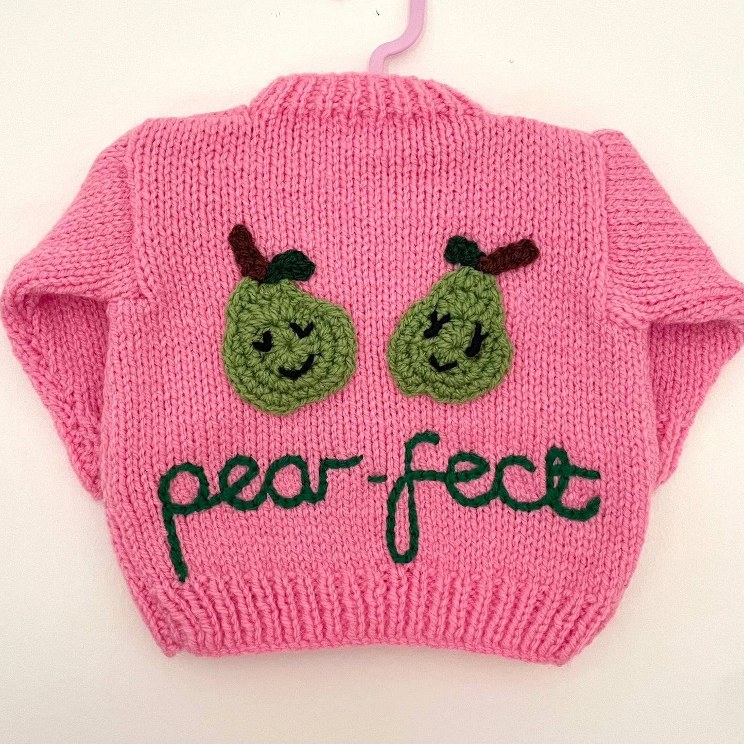 "Pear-fect" Handmade Cardigan Size Approx Newborn to 3 Months