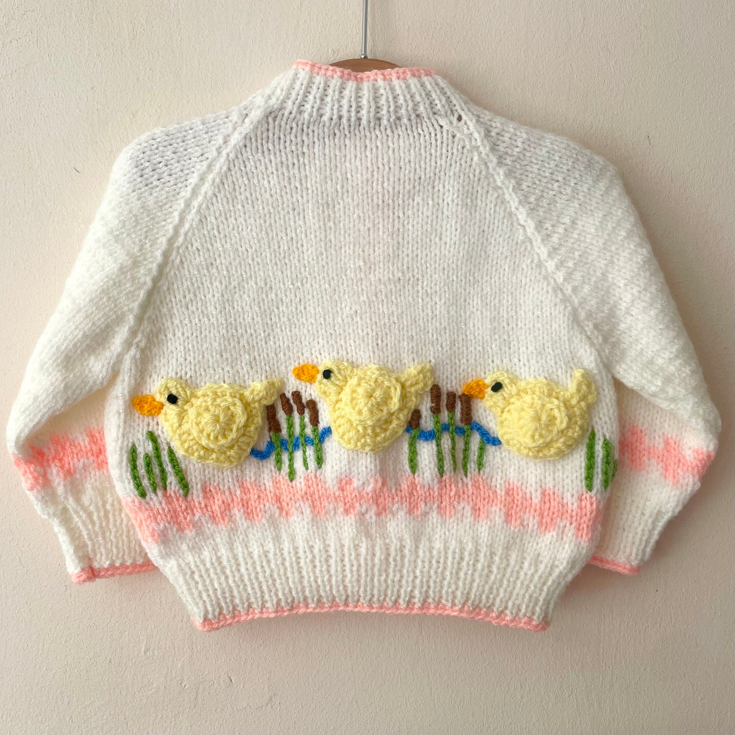 "Swimming Ducks” Handmade Cardigan Size Approx 6-12 Months