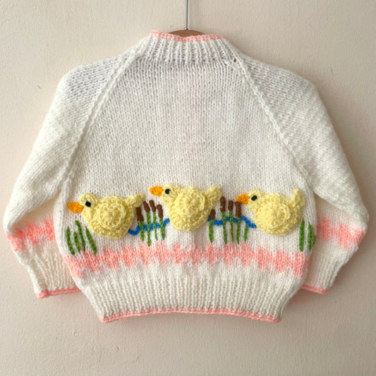 "Swimming Ducks” Handmade Cardigan Size Approx 6-12 Months