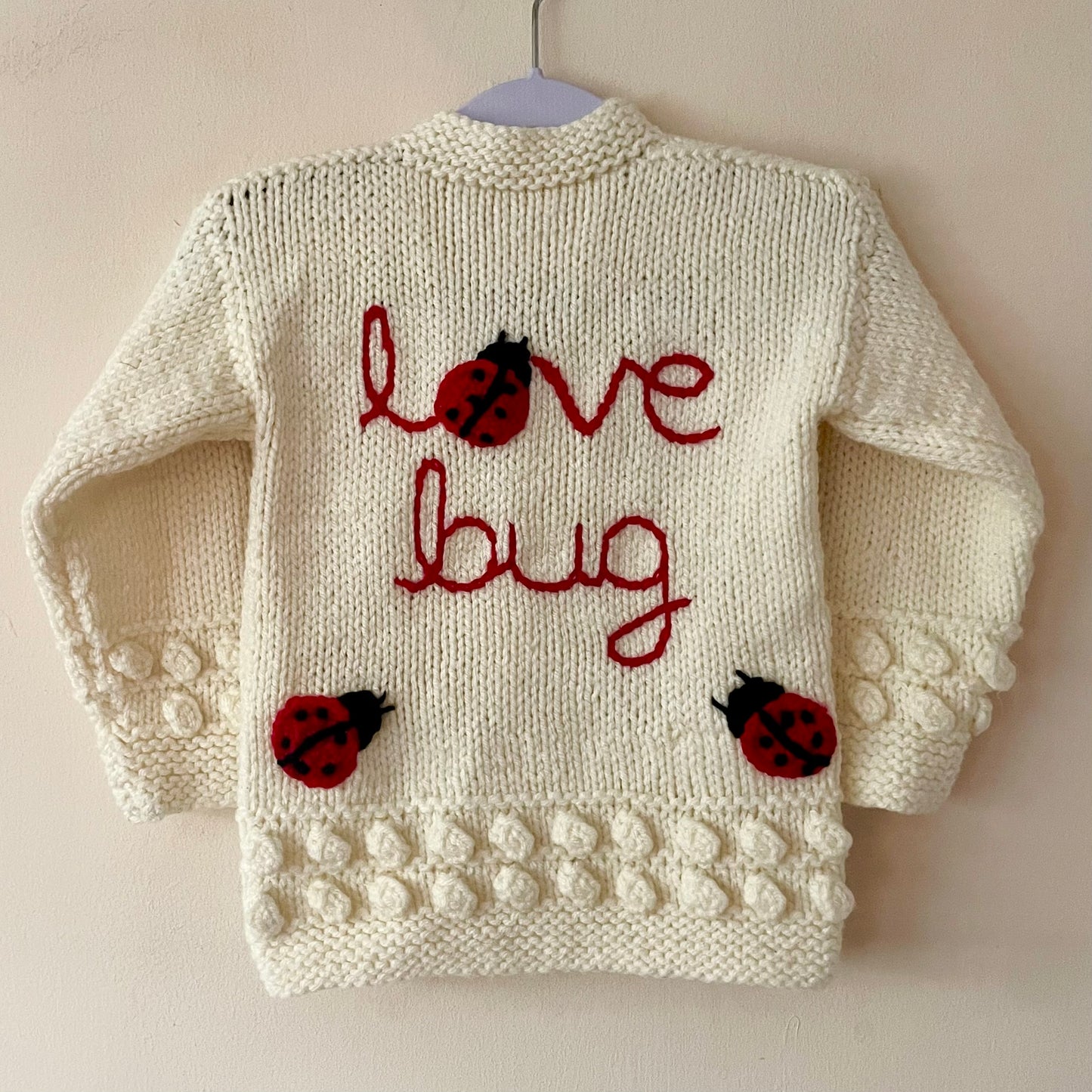 "Love Bug” Handmade Cardigan Size Approx 1-2 Years
