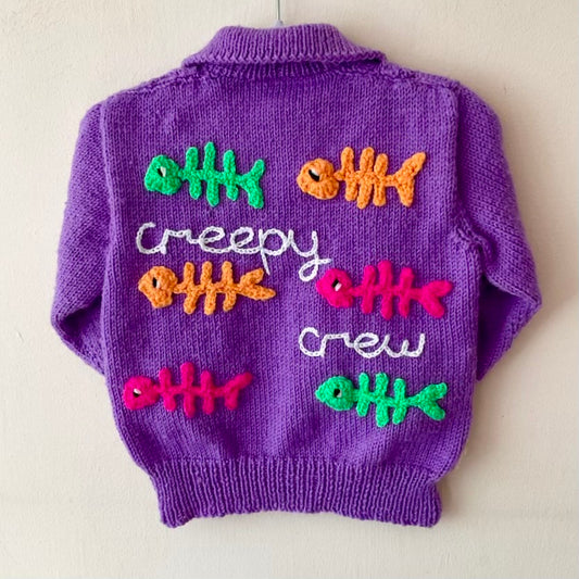 "Creepy Crew" Handmade Cardigan Size Approx 2-3 Years