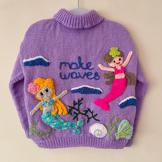 "Make Waves” Handmade Cardigan Size Approx 3-5 Years