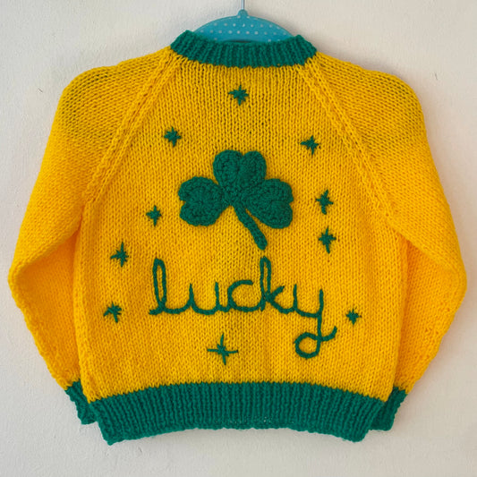 "Lucky” Handmade Cardigan Size Approx 6-12 Months