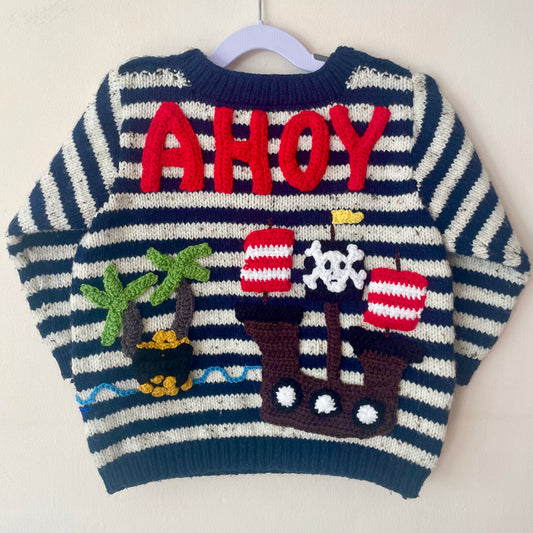 "AHOY” Handmade Jumper Size Approx 4-6 Years