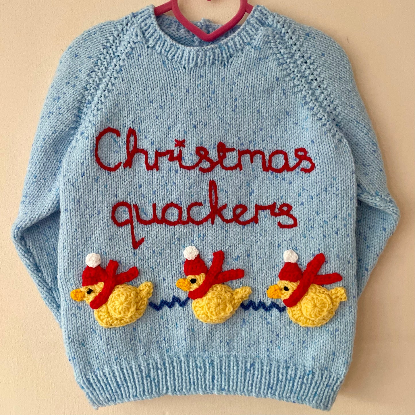 "Christmas Quackers" Handmade Jumper Size Approx 3-4 Years