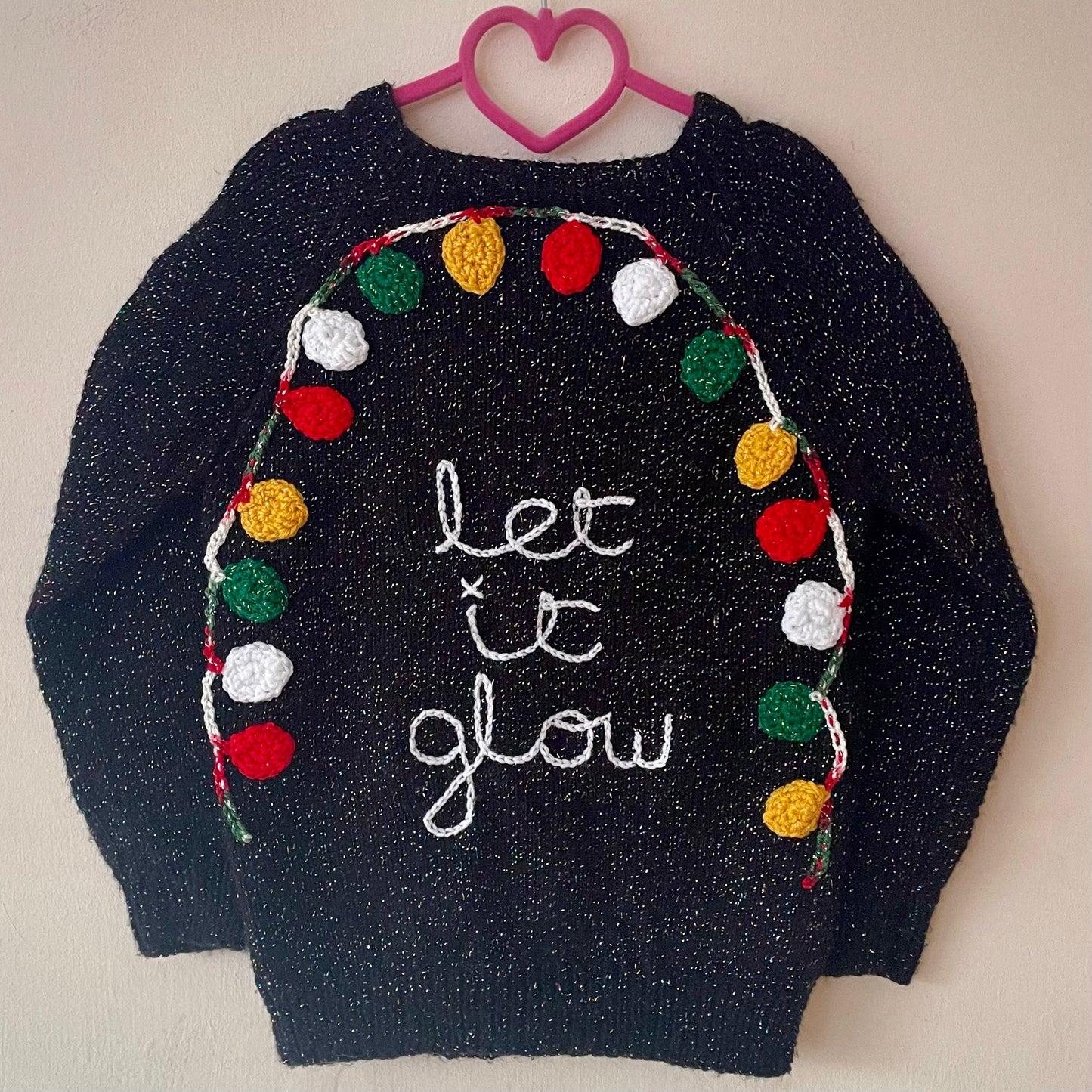 "Let It Glow" Handmade Cardigan Size Approx 4-6 Years
