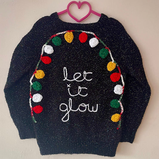 "Let It Glow" Handmade Cardigan Size Approx 4-6 Years