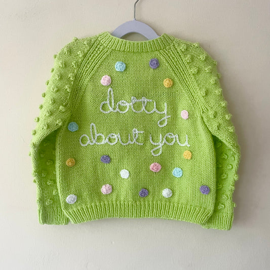 "Dotty About You” Handmade Cardigan Size Approx 3-5 Years