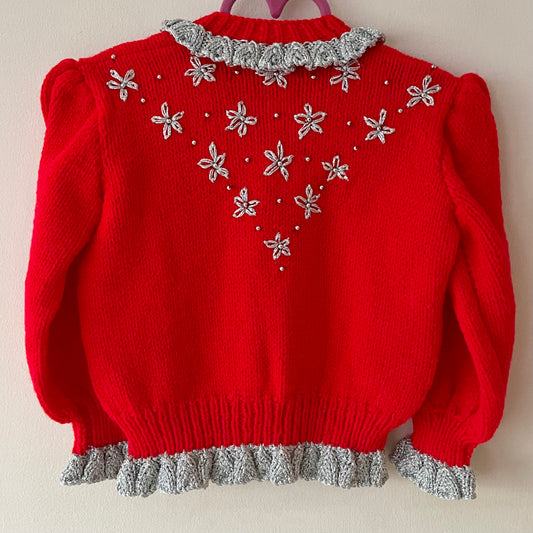 Christmas Sparkle Handmade Cardigan Size Approx 2-3 Years