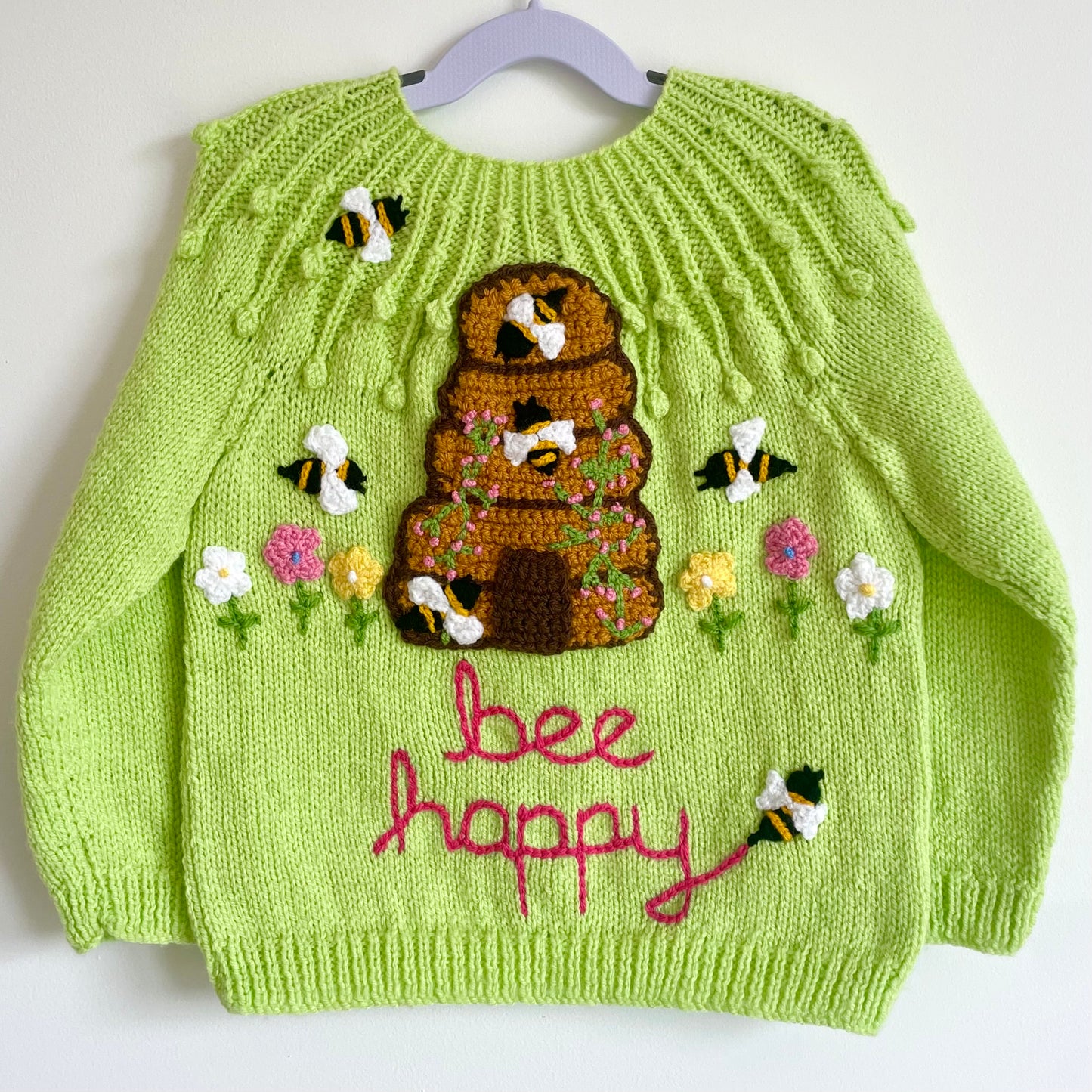 "Bee Happy” Handmade Cardigan Size Approx 3-5 Years