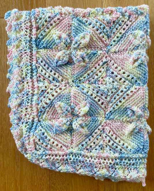 Large Rainbow Floral Design Handmade Blanket