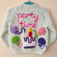 "Party Time” Handmade Cardigan Size Approx 1-2 Years