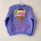 “Ice Cream Club” Handmade Purple Cardigan Size Approx 3-5 Years