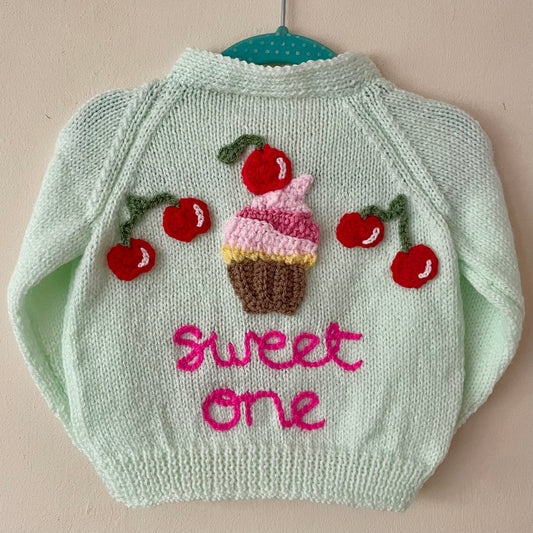 "Sweet One" Handmade Cardigan Size Approx 12-18 Months